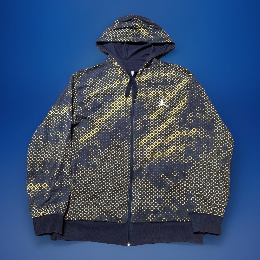Nike‎ Air Jordan Hoodie Mens Large Athletic Y2K Sportswear Navy Gold